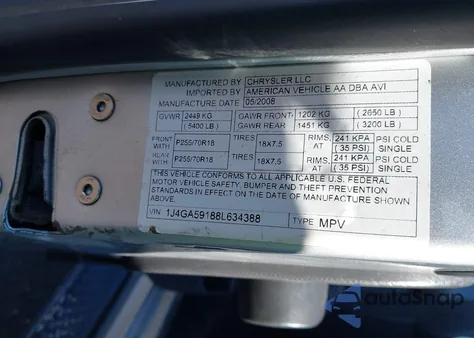 2008 Jeep Wrangler Unlimited Sahara из США, поврежденный, VIN 1J4GA59188L634388